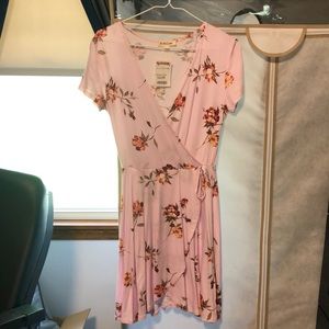 Short Sleeved Floral Wrap Dress